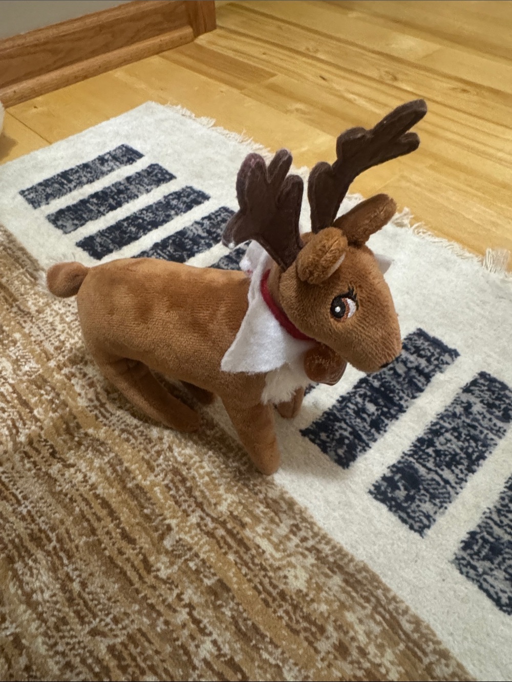 Elf Pets Brown Plush Reindeer with Dark Brown Antlers and White Collar